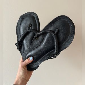 Acne leather flip flops